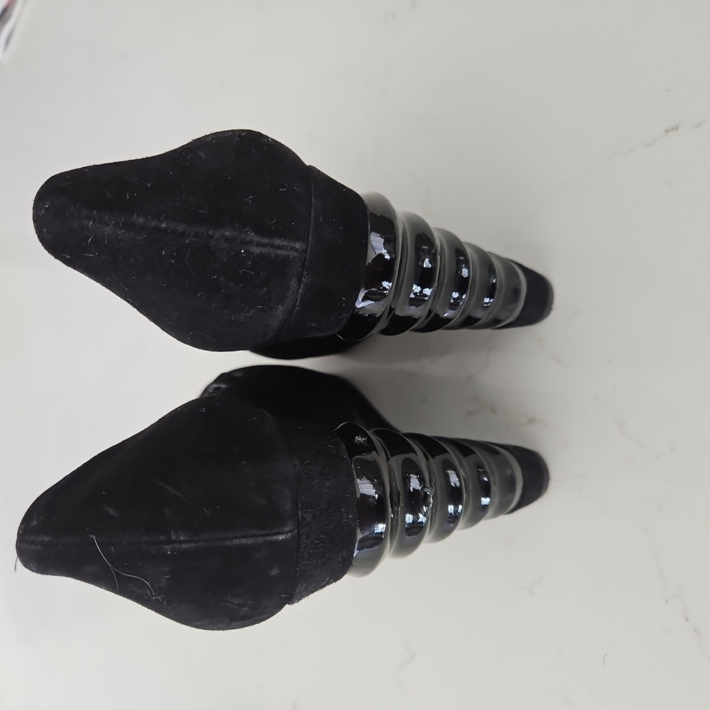 YSL Authentic Black Peep Toe Platform Wavy Wedges